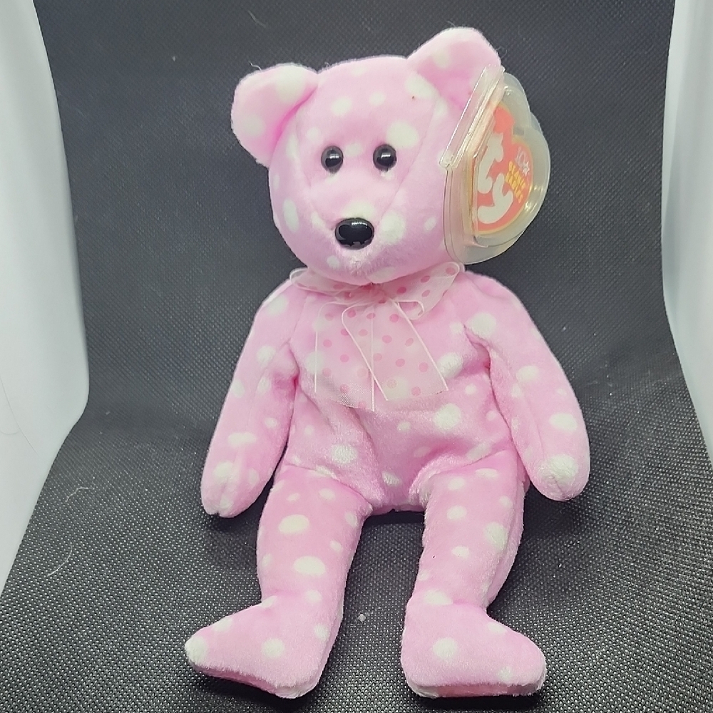 Ty- Fizz Pink and White Stuffed Animal Teddy Bear